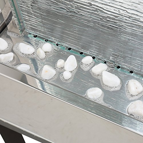 Köhko Wasserwand 23003 aus Edelstahl mit Glas Wasserspiel mit LED-Beleuchtung für Wohnzimmer Terrase - 3