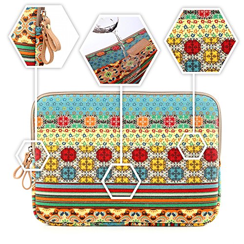 Laptophülle, Original UrCover® Laptop-Tasche aus Leinen im Canvas Bohème Look Netbook iPad Air 2 Laptop-Tasche Notebook Hülle LifeBook-Tasche 10 Zoll - 3