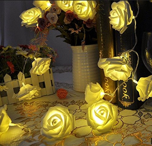 Blumen LED Lichterkette 20 LED Rosen Lichterkette Batteriebetrieben Innen Im Freien Beleuchtung für Garten Rasen Bar Verein Hochzeit Valentinstag Weihnachten Schlafzimmer Innendekoration - 3
