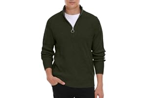 Hisir Męskie swetry z zamkiem 1/4 zimowy ciepły dzianinowy sweter polo z długim rękawem miękki przytulny golf zamek błyskawiczny dzianina swetry dla mężczyzn