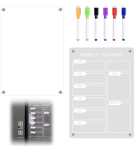 Calendrier Magnétique Acrylique Pour Réfrigérateur 40x30cm - Transparent Effaçable Avec Stylos