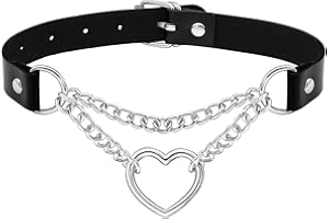 WQEDVN Chokers Necklaces for Women, Chocker, Human Collar, PU Leather Choker, Heart Choker, For Women Men(Black)