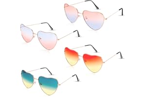 umorismo 4 Paare Herz Sonnenbrille Für Damen Herzbrille Party Brille Sonnenbrillen Herzform Set Herz Brille Heart Shaped Sunglasses Für 90er Jahre Outfit Damen