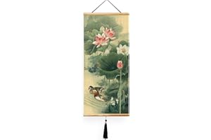 EAPEY Japanese Hanging Scrolls Chinese Wall Hanging Japanese Wall Art-Mandarin Duck Decor Living Room Metaphor Lover