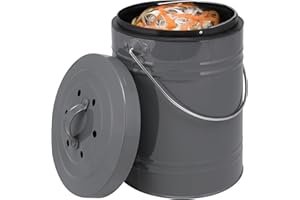 bremermann Cubo de composta con Cubo Interior de 5 litros, Filtro de carbón Activado, Cubo de Basura orgánico (Gris)