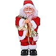 Electric Santa Claus Figure Singing and Dancing Santa Claus Doll Musical Moving Santa Claus Father Plush Doll Christmas Table Desk Fireplace Home Indoor Ornaments