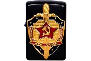 CUCUBA Mechero de gasolina de metal KGB con símbolos Ex Unión Soviética CCCP - USSR