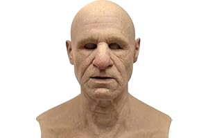 Moligin maskhalloween masque réaliste vieil homme nu masque masque en latex plein cadavre d'Halloween effrayant pour plus de 8 ans