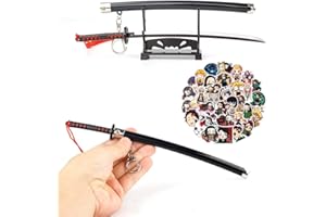 ZNLVZSH Demon Slayer -Schwert, 11 -Zoll -Mini -Spielzeug Samurai Katana Keychain, Anime -Figur Metallmodellschlüsselring, Waffen -Prop -Skala -Modell für Anime -Liebhaber, Kamado Tanjirou 2