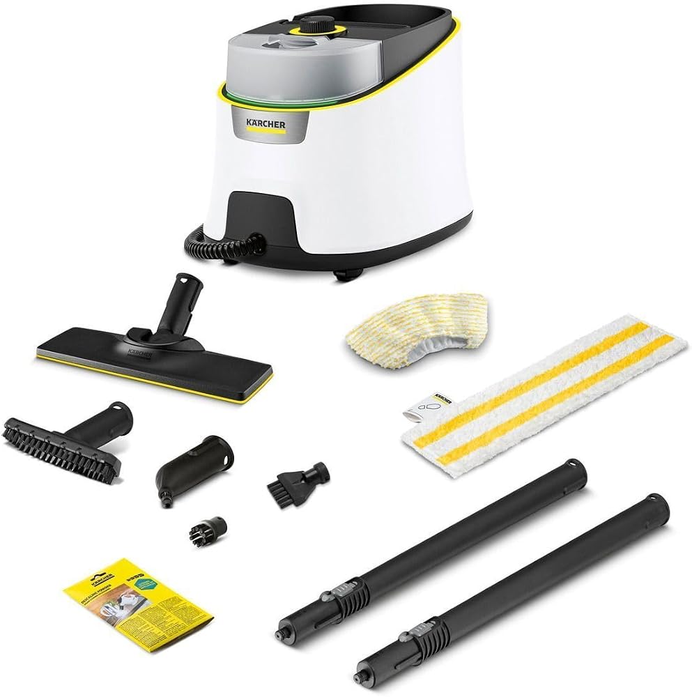Sc 4 Deluxe Easyfix Buharlı Temizlik Makinesi | Yüzey: Yaklaşık 130 m², tank: 0,5 l + 1,3 l, EasyFix zemin temizleme seti dahil, başlık, mikrofiber kaplama ve fırça, beyaz