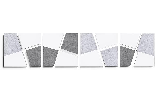 SILENT4® Paneles acústicos Pared Conjunto, DIVID, montaje adhesivo, 16 elementos de fieltro acústico Blanco Gris mejor sonido a través de paneles insonorizantes para la oficina y el juego