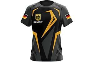 YuanDiann 2024 Europäisch Fußballpokal Deutschland Fans Jubeln Sport Casual Herren Damen Nationalflaggendruck Kurzarm Rundhals Atmungsaktiv Schnell Trocknend Fanshirt
