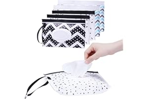 SIMUER 6 Pieces Portable Baby Wipes, Reusable Wipes Box, Wet Wipes Dispenser Holder (with Lid) Can Hang The Wipes Box in The Diaper Bag for Home Office Bedroom and Outdoor Activities