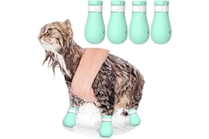 ASOCEA 4 Chaussures De Pied De Chat Anti-Rayures Grattage De Toilettage En Silicone Pour Animaux De Compagnie Chaussures De Pour Le Traitement De VéRification Du Rasage Du Bain à La Maison