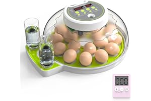 DEZHXHE Egg Incubators for Hatching Eggs, 18 Incubator for Eggs with Humidity Display, Egg Incubator with Automatic Egg Turning and Humidity Control-Day timer