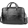 SPAHER Mens Leather Laptop Bag Briefcases for Men 15.6 Inch Leather Briefcase Business Work Laptop Handbag Shoulder Bag Messenger Bag with Removable Strap Daily Man Bag Gift for Man