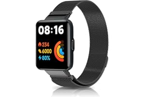 Niboow Bransoletka kompatybilna z Xiaomi Redmi Watch 2 Lite, stal nierdzewna, regulowany pasek zapasowy, damski, męski, pleciony pasek do zegarka, kompatybilny z Xiaomi Redmi Watch 2 Lite, czarny