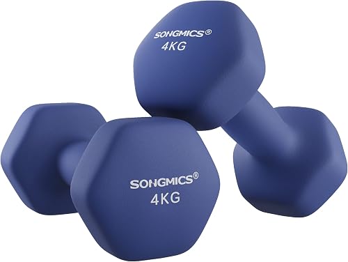 SONGMICS Dumbbells Set of 2 Dumbbells Hexagon Neoprene Coating Strength Training Workout Fitness Training Home