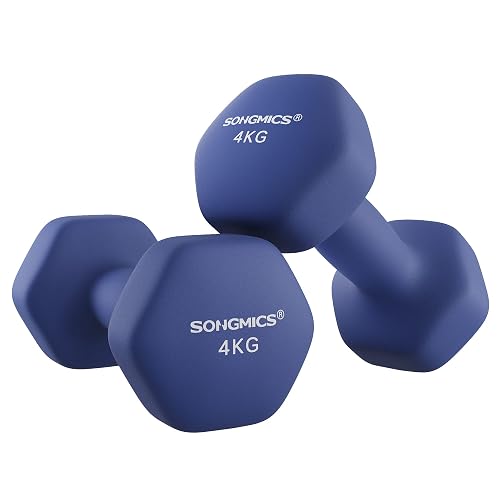 SONGMICS Dumbbells Set of 2 Dumbbells Hexagon Neoprene Coating Strength Training Workout Fitness Training Home