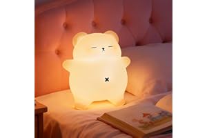 ‎MQFORU MQFORU Nachtlicht Kinder, Geschenke für Kinder und Babys, Night Light Größer Schnarch-Bär Nachtlampe Stilllicht, Nachttischlampe Silikon, Nachtlampe Dimmbar, Akku mit USB-C Aufladbar