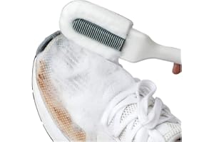 Andiker Cepillo de limpieza profesional, limpiador de zapatos multifuncional de mango largo, herramienta de limpieza de cerdas suaves para colgar, Blanco, Talla única