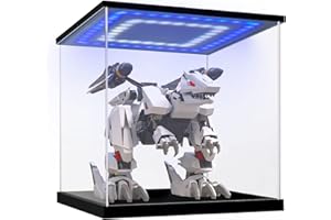 HUIJINTAO Vetrina in Acrilico con luci a LED e Interruttore, Teca Plexiglass Cubo Contenitori Scatola Vetrina Espositiva per Modellismo, Collezionismo, Action Figure, Statuette (30x30x30 cm)