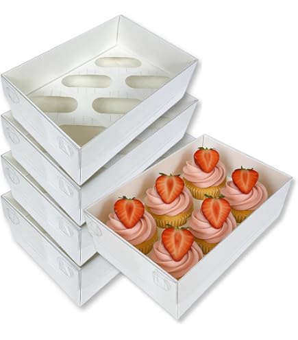 Sweet Degrees 10 Pack Cake And 5 Cupcakes Bento Box | Transparent And Clear Dessert Storage Container With Lid | Portable Box For Cakes & Cupcakes, Treats | BPA-Free | Great