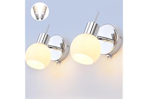 MANTOLITE 2 PCS Modern Wall Light Glass Wall Mounted Lighting Bedroom Bedside Reading Lamp Wall Sconce Fixtures,Vanity Bathroom Mirror Wall Lamps for Home Restaurant with Switch(5W E14 LED Bulbs Included)