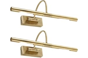 MiniSun | Pair of Modern Adjustable Antique Brass Living Room Display Lamp Twin Picture Wall Light - Mains Powered | Wall Lights & Home Improvements Essential