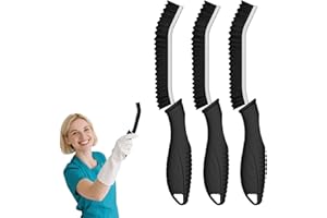 ‎CLEANGOR Cleangor Fugenbürste mit Zahnborsten, Hartborsten Ecken Reinigungsbürste, Crevice Cleaning Brush für Bad Fliesen Dusche Küche Toilette | Schmales Design für Ritzen & Fuge (3, SCHWARZ)