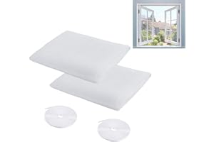 ONEINHE Confezione da 2 zanzariere per finestre con 2 rotoli di nastri autoadesivi, zanzariera per finestre, 1,3 x 1,5 m, bianca