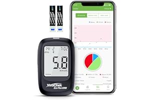 FOVIFLXY VivaChek Diabete Testing Kit - Free APP for Diabete Management with Ketone Warning, NHS Approved Blood Glucose Monitor with 50 Test Strips and 50 Lancets, ECO Plus - in mmol/L