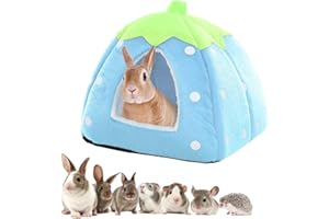KOMUNJ Kleintier-Winterhaus, multifunktionales Warmes Bett, Winter Gemütliches Kleintierbetten, Für Zwergkaninchen, Chinchilla, Hamster (Blau, S)