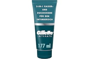 ‎GILLETTE Gillette Body & Intimate 2-in-1 Rasier-und Duschcreme, sanfte Formel, formuliert für die Körper & Intimbehaarung, mit Aloe, frei von Parabenen, 177ml