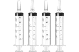 HXC Spritze 50ml(60ml), 4 Stück Spritzen 50ml Ohne Nadel Plastikspritze mit Kappen Futterspritze Dosierspritze Wiederverwendbare für Labor Tierfütterung Industrielle Nutzung