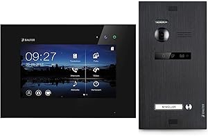 Balter EVO Video Türsprechanlage, Touchscreen, 7 Zoll Monitor Schwarz, 2-Draht Bus, Schwarze Türstation für 1 Familienhaus Türklingel, 150° Weitwinkel-Kamera (1 Monitor, Ohne App)