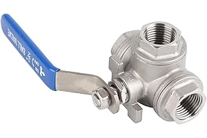 DUOKON Acier inoxydable SUS304 Tuyau Vanne bille trois voies filetage femelle DN15 Sliver Bleu