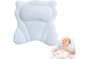 HAHHHHA Bath Pillow,Ergonomic Bath Pillow Neck and Back Support Bath Cushion,with 6 Strong Suction Cups,Bathtub Pillows Support Helps Support Head,Back,Shoulder and Neck,Fits All Bathtub,Hot Tub,Home Spa