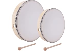 Lawei 2 Pack Hand Drum Instrument Percussion Wood Frame Drums with Drum Stick - 10 Inch & 8 Inch/ 25.5 cm & 20.3 cm