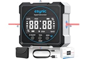 eSynic Digital Angle Finder with Electronic Laser LCD Display Rechargeable Four-Sided Magnetic Digital Inclinometer Angle Gague Level Box Angle Measuring Tool for Carpentry Woodworking etc