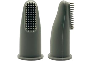 BOSKO Fingerzahnbürste Baby aus Silikon - 2er Packung | Baby Zahnbürste | BPA-frei | Babys Zahnen Hilfe, Grau