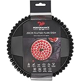 Tala Performance 20 cm Dia Fluted Tart Tin, Professional Gauge Carbon Steel with Eclipse Non-Stick Coating, Loose Base, Perfe