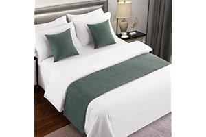 ‎AMBERIS AMBERIS Bettläufer & Schals Blau-grün, Kunstleinen Langlebig Dekorativ Bettschals für Haus und Hotel