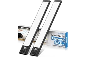 HIBOITEC 350Lumens ＆ Dimmable Lampe de Placard, 2500mAh Lampe Detecteur de Mouvement Interieur, USB-C Lumiere Cuisine Sous Meuble, sans Fil Rechargeable pour Armoire Escalier 33,5 cm, Lumière blanche