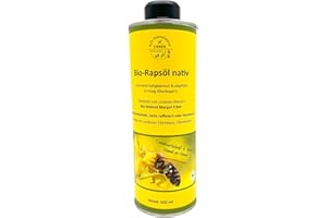 ‎BIO-MANUFAKTUR ERBER 100% NATUR Bio-Rapsöl nativ 500 ml, kaltgepresst, angebaut und abgefüllt in Oberbayern, Naturland Landwirtschaft, für eine vegane und glutenfreie Ernährung geeignet