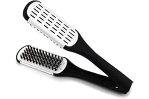 CCbeauty Boar Bristles Clamp Hair Brush Hair Straightener Clamp Comb Hair Detangler Brush Hair Styling Tool Double Sided Brush for Hair