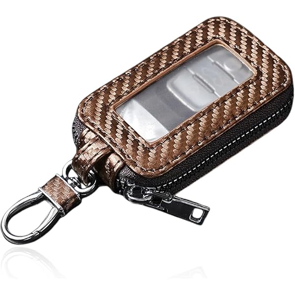 Estuche Llavero Rectangular De Cuero Sintético - Con Ventana Transparente Y Mosquetón, Para Proteger El Mando Del Coche