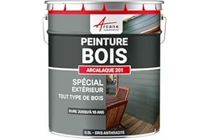 ARCANE INDUSTRIES Peinture Bois extérieur, Peinture portails, bardage, abri et mobilier de Jardin... : Arcalaque 201-0.5 L Gris Anthracite - RAL 7016