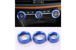 YIWANG 3 Colori In Lega di Zinco Auto Console Interna Aria Condizionata Manopole Circle Trim 3pcs Per Giulia Stelvio 2016-2020 Accessori Auto (Blu)