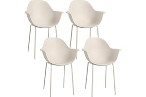 ‎OUTSUNNY Outsunny Gartenstuhl 4er Set wetterfest Gartenstühle aus Kunststoff mit Armlehne Rückenlehne Terrassenstuhl bis 120 kg belastbar Gartenmöbel für Hinterhof, Garten, Balkon Grau